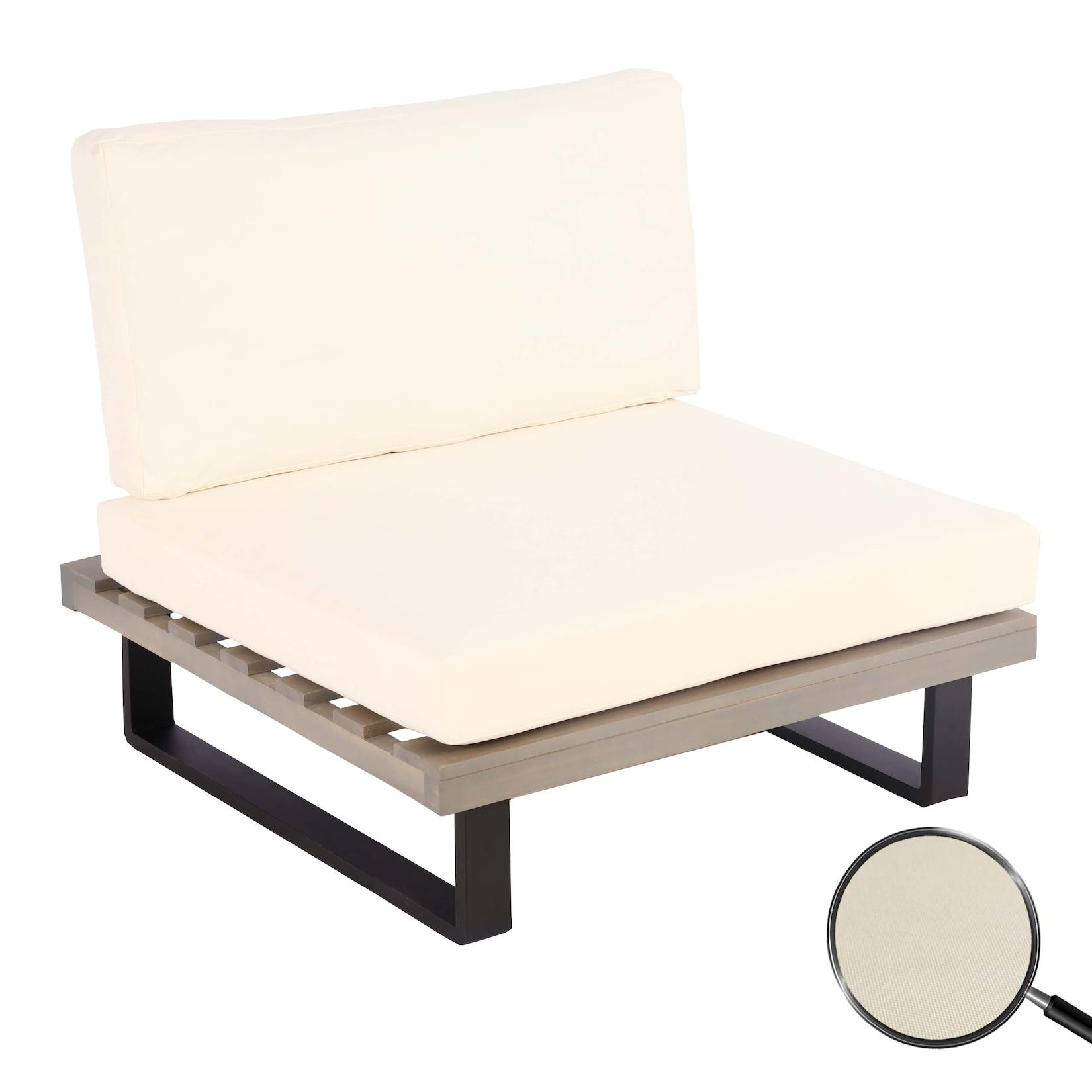 Lounge-Sessel MCW-H54, Garten-Sessel, Spun Poly Akazie Holz MVG-zertifiziert Aluminium ~ grau, Polster cremeweiß