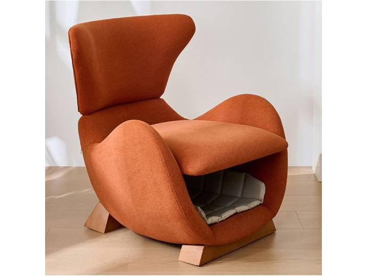 Fauteuil lounge design style requin-baleine 1 place 66x69x76 cm niche chat tissu anti-griffures rouge TYNQER