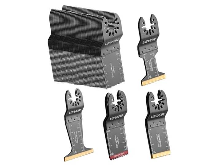 VEVOR Lame Scie Oscillante Lot de 60 de 5 Types Lame Outil Multifonction\, pour Outil Oscillant\, Bois\, Plastique\, Métal Tendre\, Universelle Compatible avec Dewalt\, Ryobi\, Milwaukee\, Bosch\, Craftsman