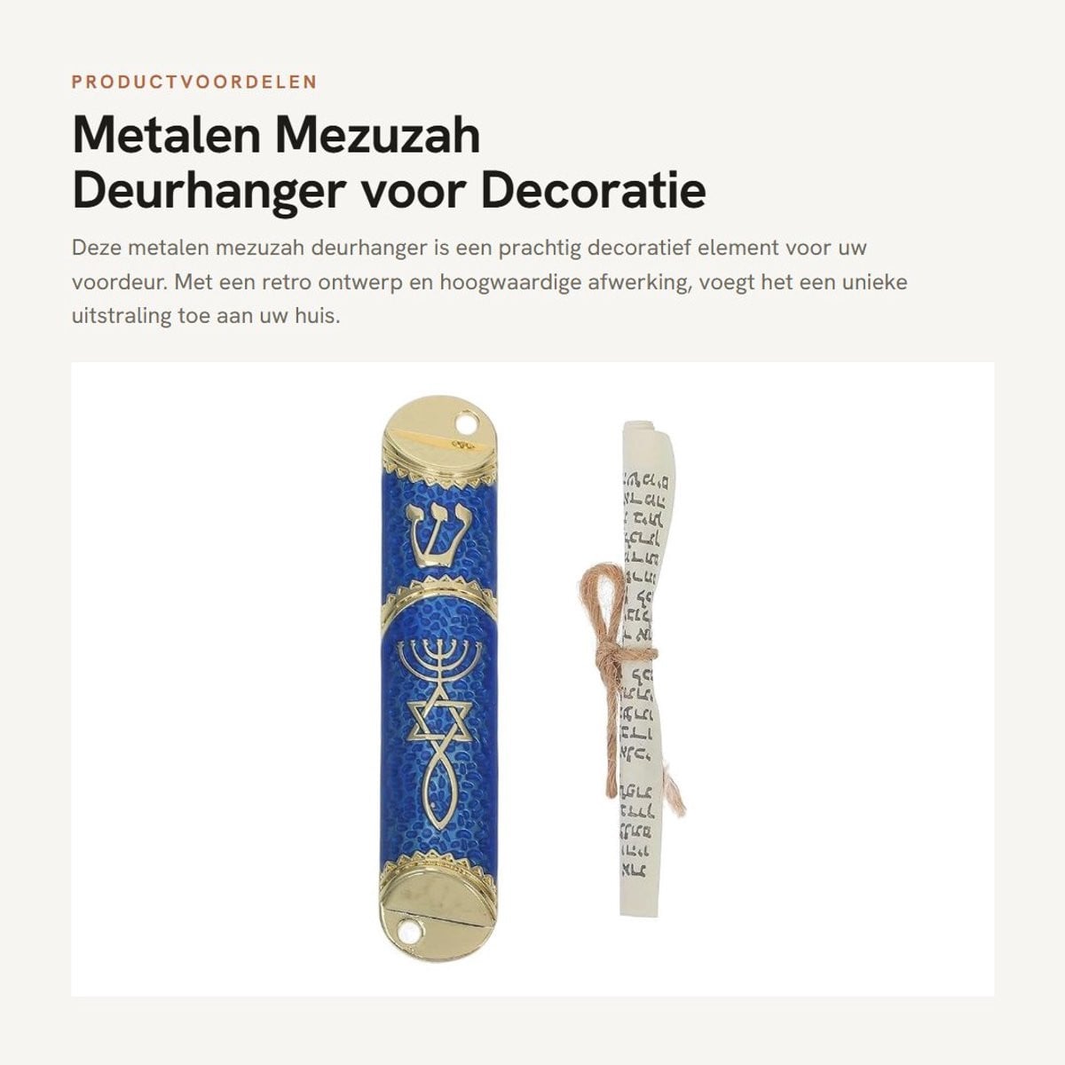 Dailygoods Mezuzah Blauw Metalen Joodse Decoratie