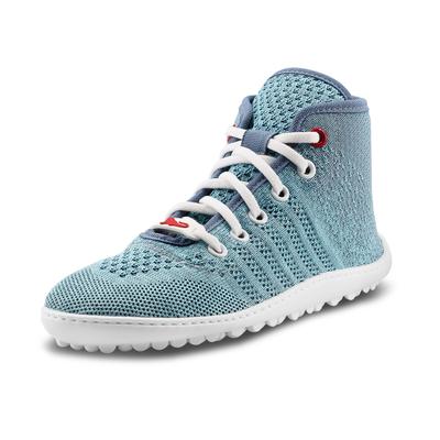Barfußschuh LEGUANO "LEGUANITO GO", Mädchen, Gr. 28, grün (hellblau, grau), Textil, Schuhe Barfußschuh, Schnürer, High-Top-Sneaker mit biegsamer LIFOLITSohle