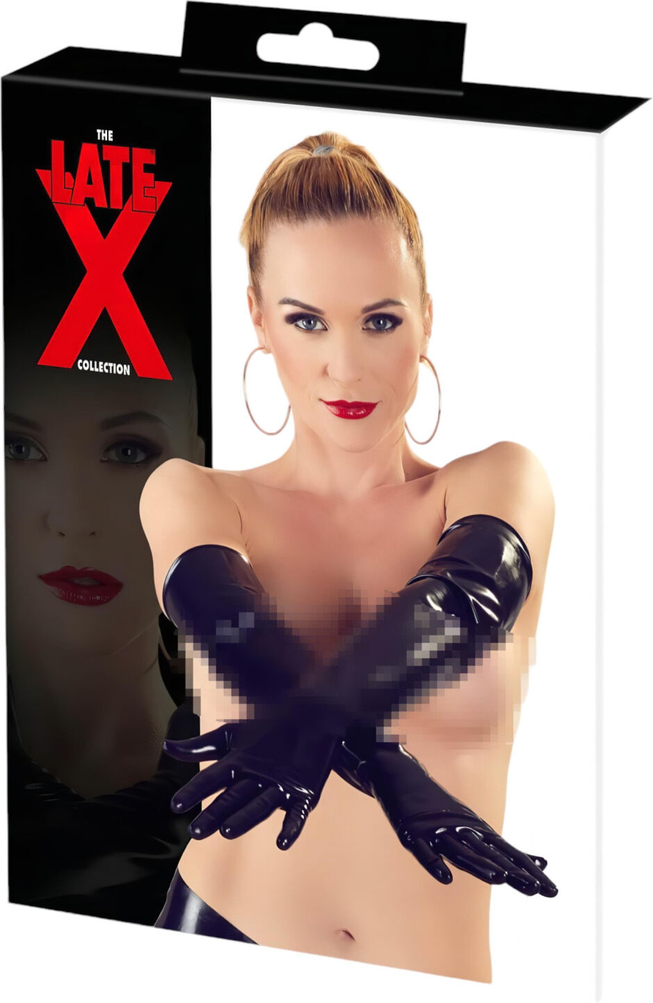 Late X Latex long unisex gloves (black) - L