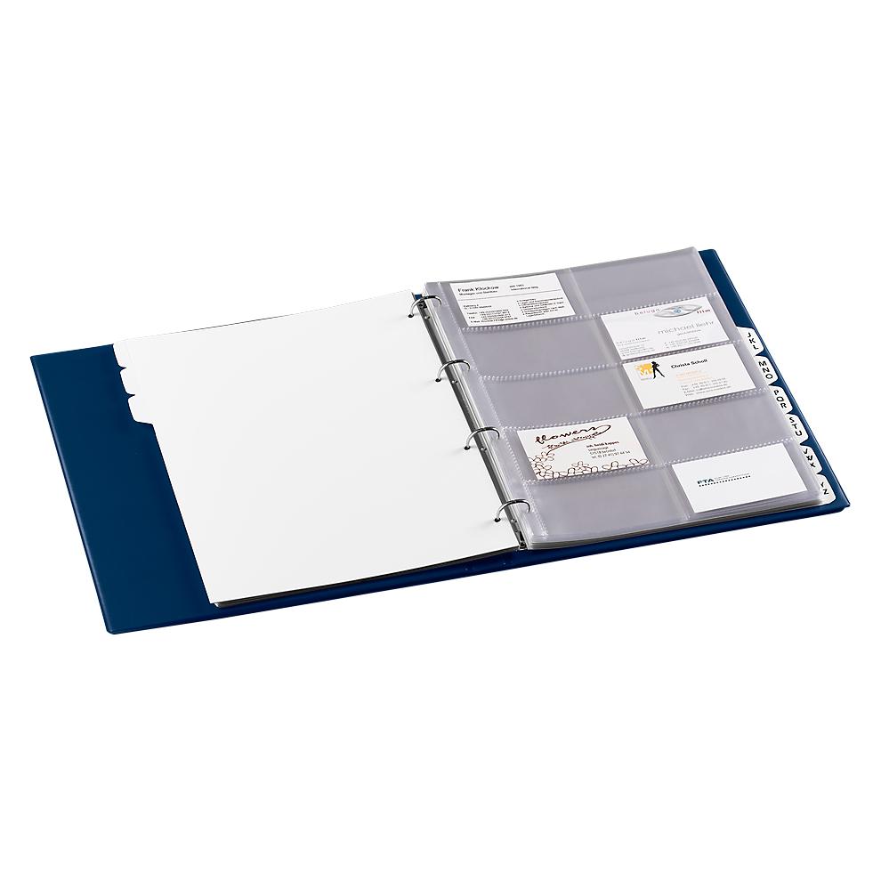 Eichner Visitenkarten-Ringbuch Blue, für 400 Visitenkarten, 4 Ring-Mechanik (A4, 1x) (9218-02011)