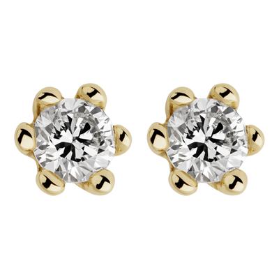 Paar Ohrstecker OROLINO "Gold 585 mit 2 echten Brillanten zus. 0,10ct.", gelb (gelb, weiß), Ohrringe, Damen, one-size, 0,1 SI = kleine Einschlüsse, Gold