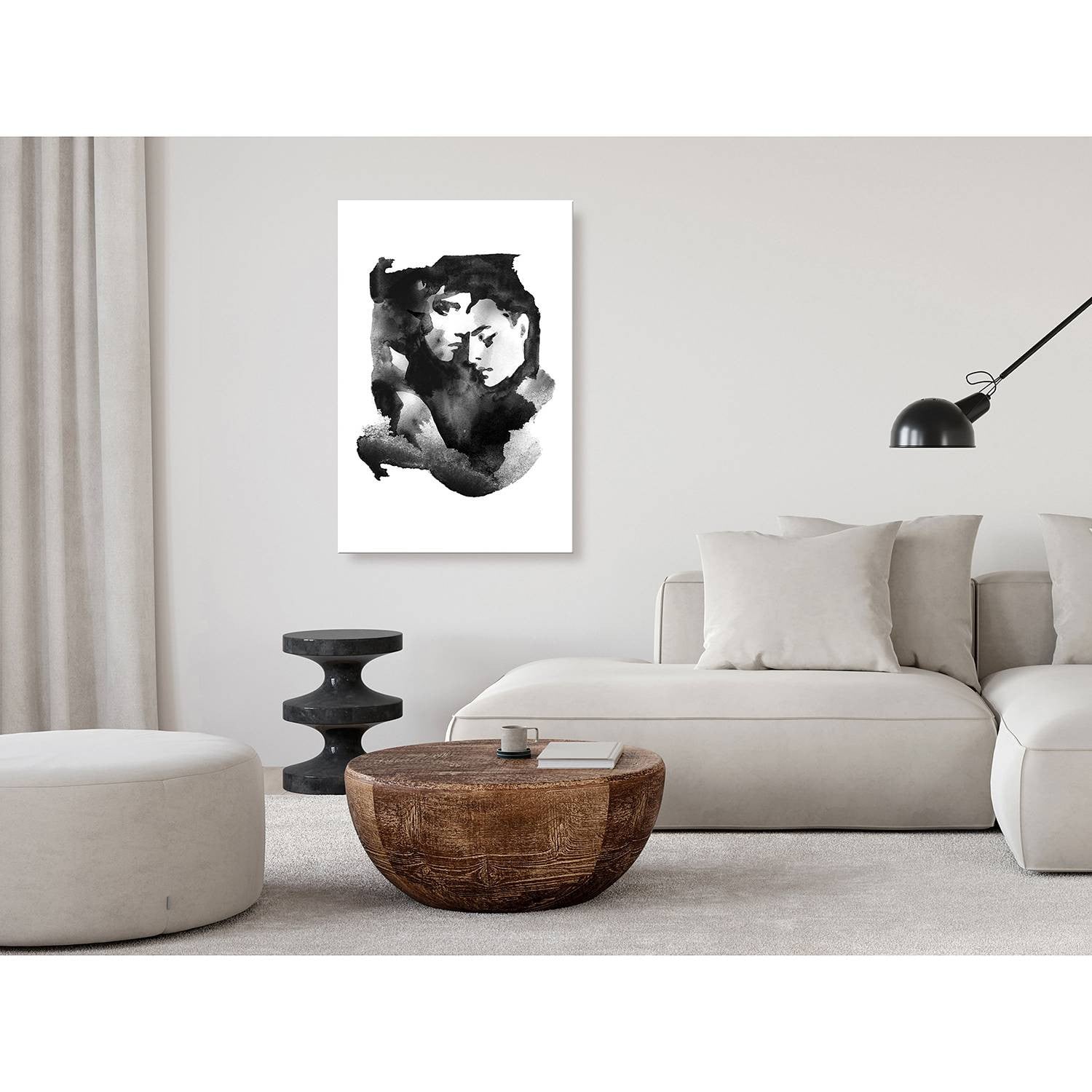 home24 Afbeelding Love Longing abstracte illustratie wit/zwart 40 x 60 cm