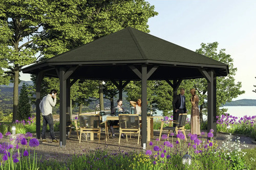 Pavillon SKAN HOLZ Nice 4 Leimholz Ø 630 cm anthrazit