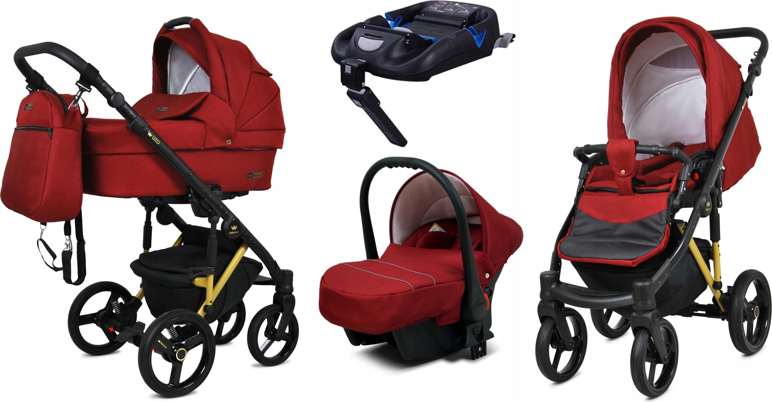 BabyLux UZO | 4in1 Kinderwagen Set | Chili | Kombikinderwagen | Kinderwagenset | Isofix-Basisst