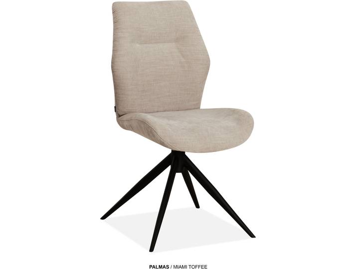 Esszimmerstuhl OMG DESIGN Palmas , beige (toffee, schwarz, toffee), B:49cm H:91,5cm T:63,5cm, Polyester, Stühle, Esszimmerstuhl, Drehstuhl mit auto-return, Moderner Bezug