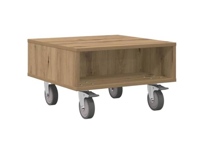 HKLGBVCR Beistelltisch mit Rollen, Eiche, 50,5 x 50 x 30 cm