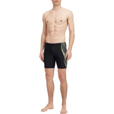Badehose MCKINLEY "HE.-BADEHOSE NORM JAMMER M", Herren, Gr. 7, N-Gr, schwarz (schwarz, grün lime), Web, Polyamid, unifarben, Badehosen Badehose, sportlicher Jammer-Schnitt, körpernahe Passform, unifarbenes Design