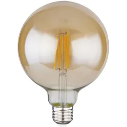 Vintage Leuchtmittel E27 Vintage Glühbirne LED Retro Filament Leuchtmittel, Glas Amber, 7 Watt 700 Lumen 2700 Kelvin warmweiß, DxH 12,5x17,5 cm Globo 11527A