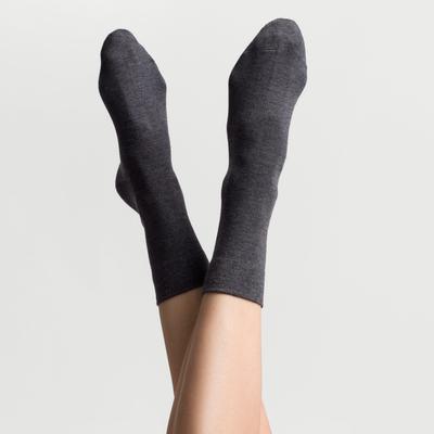 Socken HUDSON "RELAX WOOLMIX CLIMA", Damen, Gr. 39-42, grau (grau, meliert), Obermaterial: 53% Baumwolle, 42% Schurwolle, 4% Polyamid, 1% Elasthan, Socken Socken, Klimaregulierende Socken aus Baum- und Schurwolle