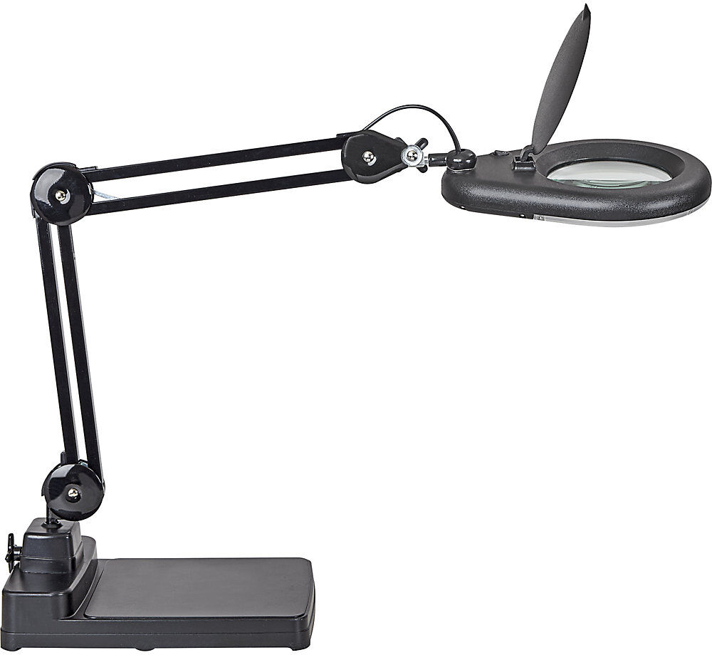 LED-Lupenleuchte MAULviso IP54, Armlänge 310 mm, mit Standfuß, schwarz MAUL