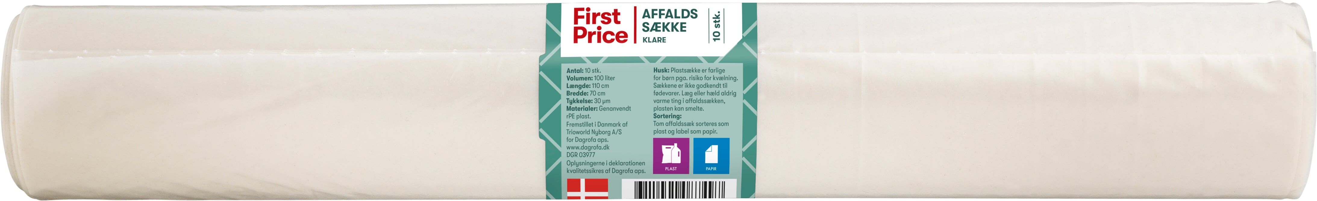 First Price Klare Abfallbeutel 10 Stueck - 100 L