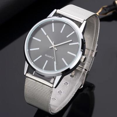 Uplift Essentials Men Leather Band Quartz Casual Wristwatch silver Black