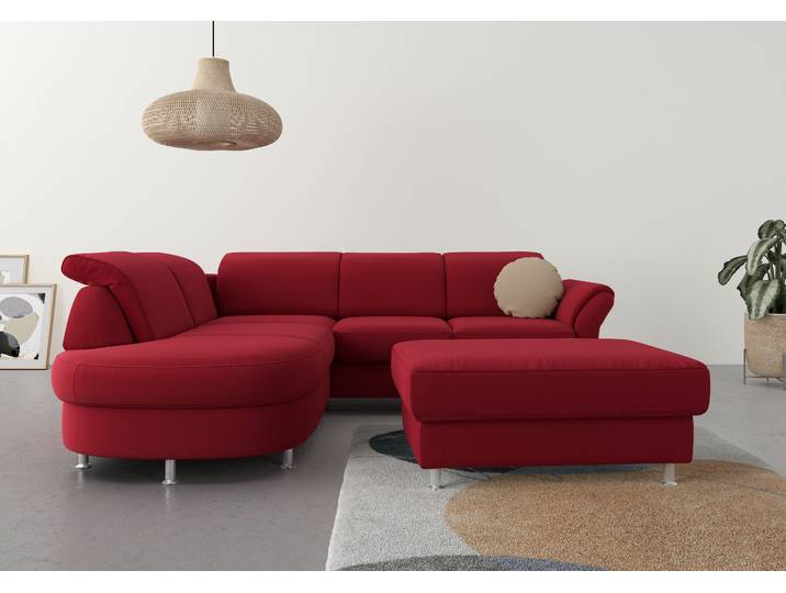 Ecksofa, Webstoff, Rot, 250×212 cm, L-Form, Mit Arm- und Kopfteilverstellung, Sit&More