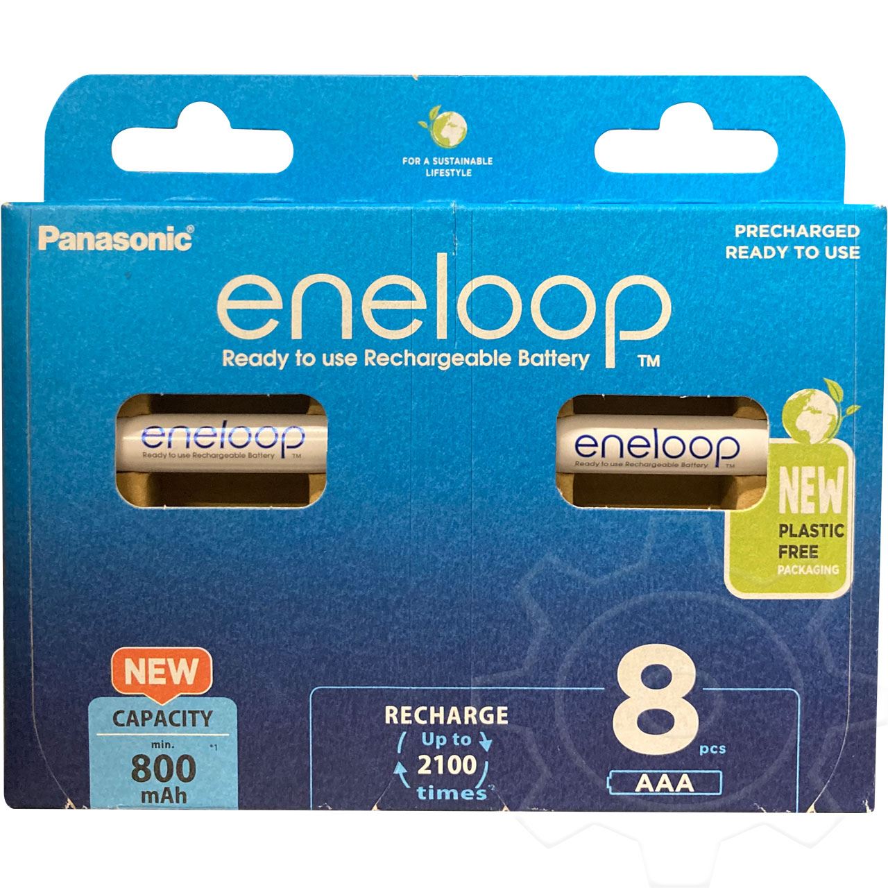 Panasonic Akku NiMH, Micro, AAA, HR03, 1.2V/800mAh eneloop, Pre-charged, Retail Blister (8-Pack)
