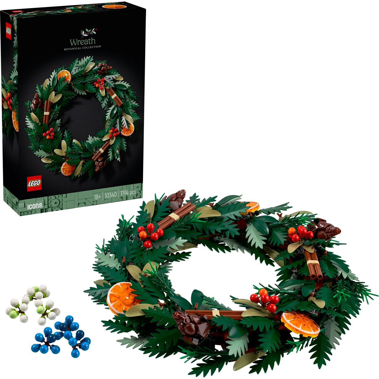 LEGO Botanicals 10340 Weihnachtskranz, Winterdeko zum Aufhängen, Tischschmuck