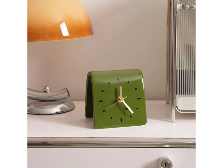 Ornement de bureau créatif, horloge en céramique, salon, chambre à coucher, chevet, horloge silencieuse à la mode