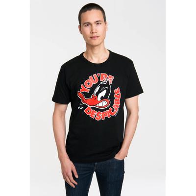 T-Shirt LOGOSHIRT "Looney Tunes - Daffy Duck", Herren, Gr. L, schwarz, 100% Baumwolle, bedruckt, normal, Rundhals, Shirts T-Shirt, mit Daffy Duck-Frontprint
