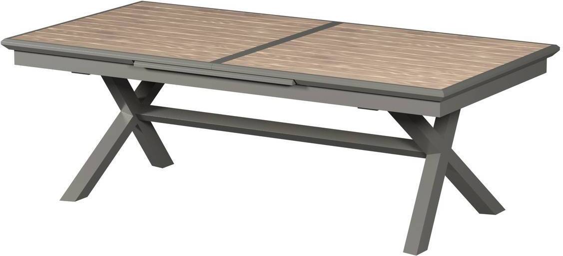 Ausziehbarer gartentisch "axiome" mit holzeffekt honey &amp praline 12 plätze aus epoxybehandeltem aluminium - Hespéride