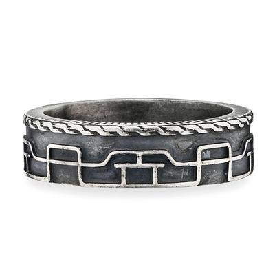 Fingerring CAÏ "925/- Sterling Silber oxidiert Linien Japan" Gr. 58, silber (silbergrau), Fingerringe, Herren, 058 (18,5), Silber 925 (Sterlingsilber), Fingerring