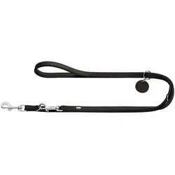 Hunter Verstellbare Führleine Leder schwarz | 1,6cm x 2m Hundeleine