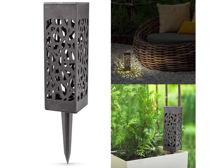 LED Solar Gartenleuchte mit Erdspiess, Garten-Laterne mit Solarpanel