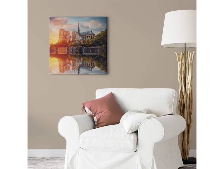 Impression sur toile Paris Notre Dame Polyester PVC / Épicéa Beige 50 x 50cm