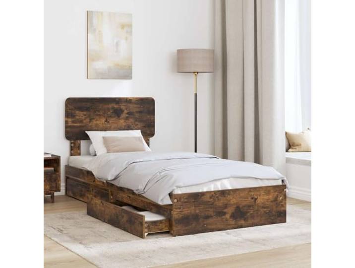 KTHLBRH Bettkasten 90 x 190 cm aus mehrschichtigem Holz Minimalistisches Design, verschiebbare Schubladen, robuste Struktur, modernes Zimmer