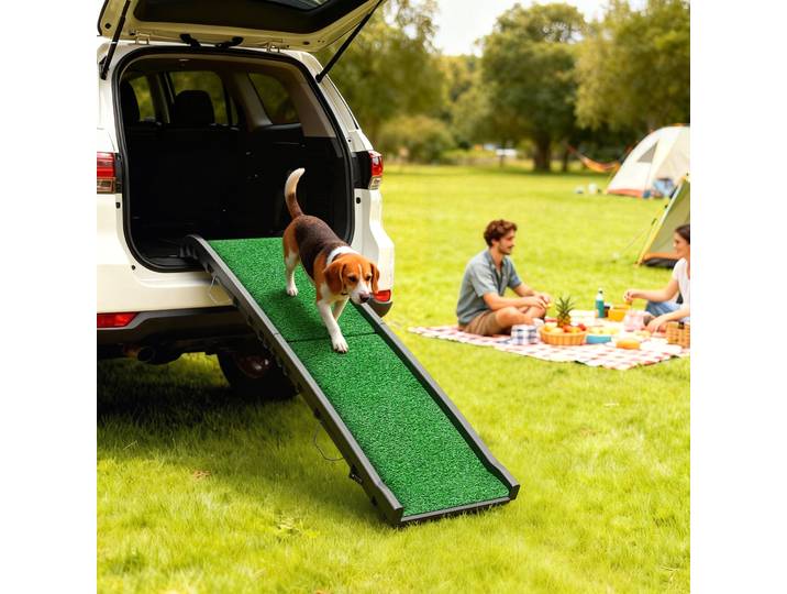 PawHut Rampe Pliante 155cm Gazon Synthétique Angle Réglable