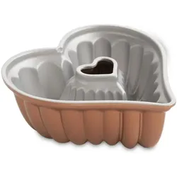 3x Nordic Ware Herz Kranz Backform, Backform, Silber