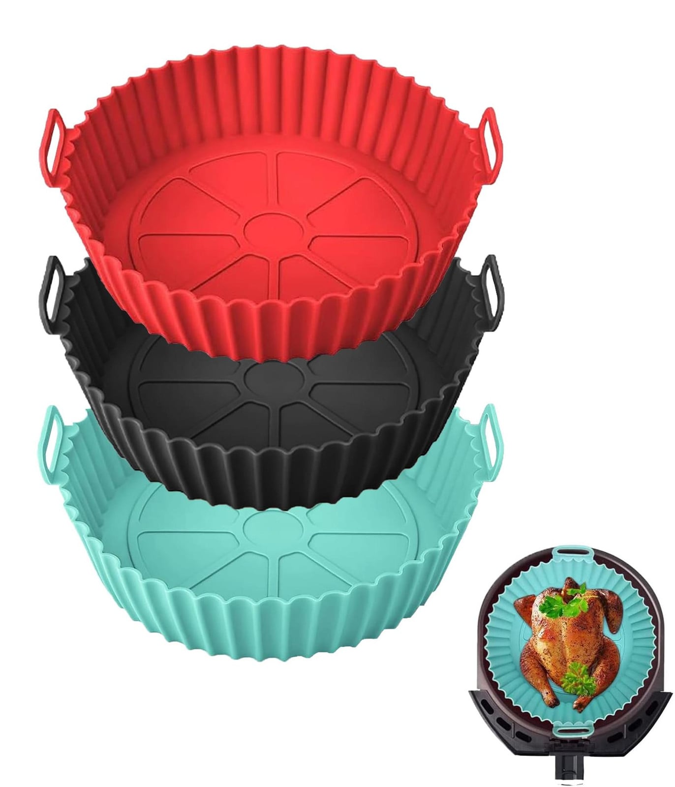 Dripio Siliconen bakset voor heteluchtfriteuse, 3-delig, 20 cm, herbruikbaar