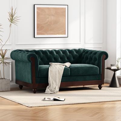 GREATPLANINC Elegance Loveseat Velvet Sofa with Tufted Backrest and Rolled Arms Cushion Sofa Accent Sofa Recliner Sofa