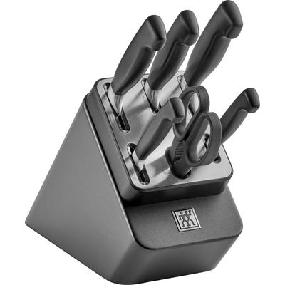 Messerblock ZWILLING "**** VIER STERNE", grau (anthrazit), Messerblöcke, Messerblock, Made in Germany, selbstschärfender Messerblock, Sonderschmelze