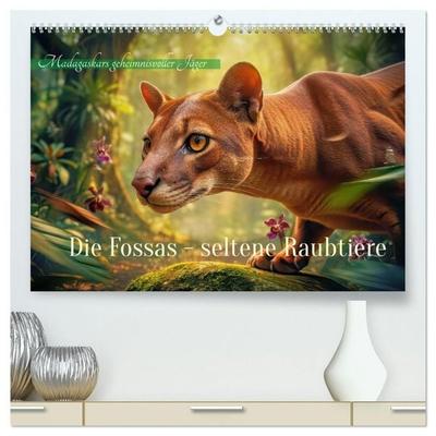 Die Fossas - seltene Raubtiere (hochwertiger Premium Wandkalender 2027 DIN A2 quer), Kunstdruck in Hochglanz