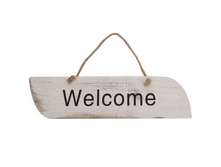WANDSCHILD WILKOMMEN SHABBY-LOOK Reinweiß