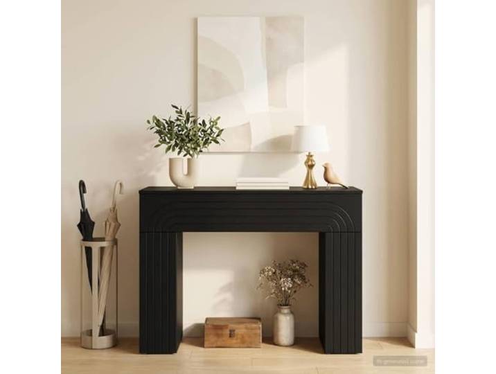 smnyxs Couchtisch, Schwarz, 102 x 35 x 75 cm, Holz, rechteckig, Minimalistisches Design, stabile quadratische Beine, feuchtigkeitsbeständig, vielseitig einsetzbar, pflegeleicht