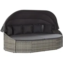 vidaXL Outdoor-Sonneninsel mit Dach Poly Rattan Grau