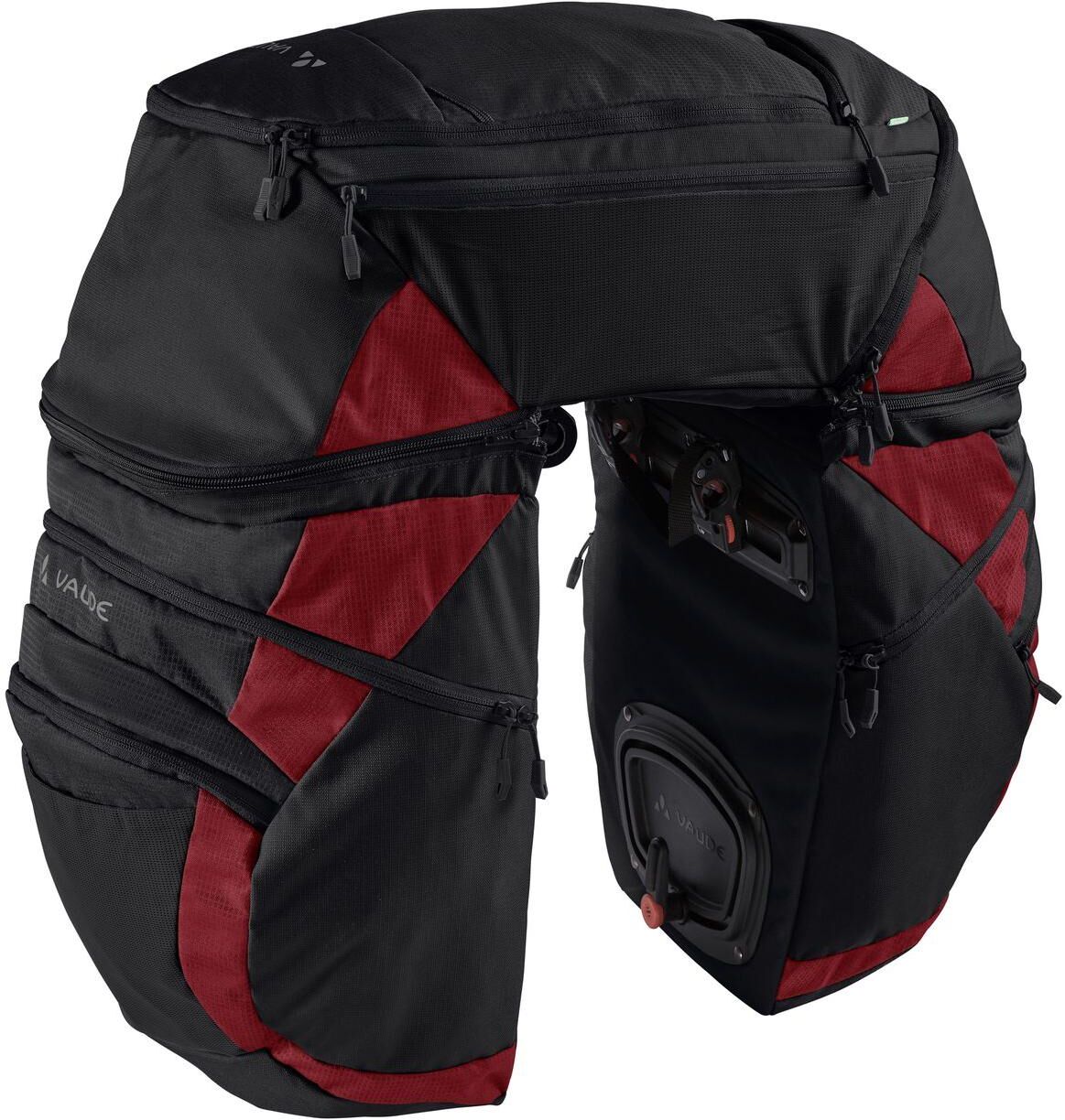 Fahrradtasche VAUDE "für Gepäckträger Karakorum Pro", rot, Taschen, Materialmix, Fahrradtasche, Dreifachtasche rot Einheitsgröße