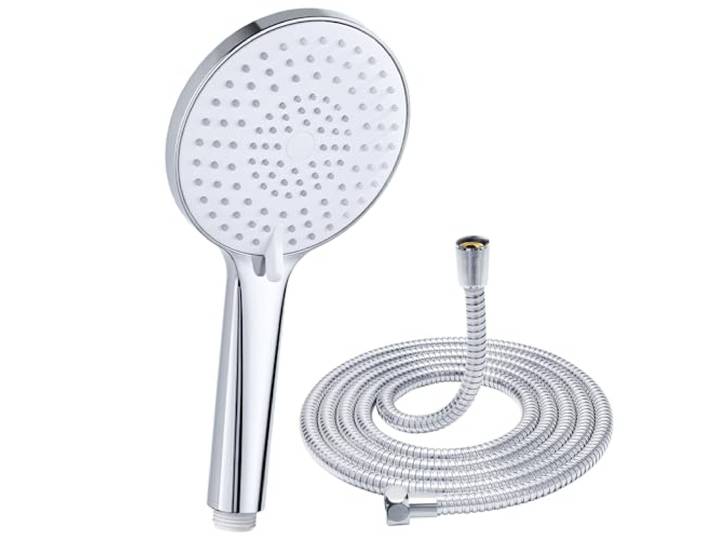YEAUPE PRO Douchekop, handdouche met 3 straalsoorten, ronde douchekop (diameter 120 mm), hogedruk douchekop, waterbesparende douchekop (1 x douchekop en slang)