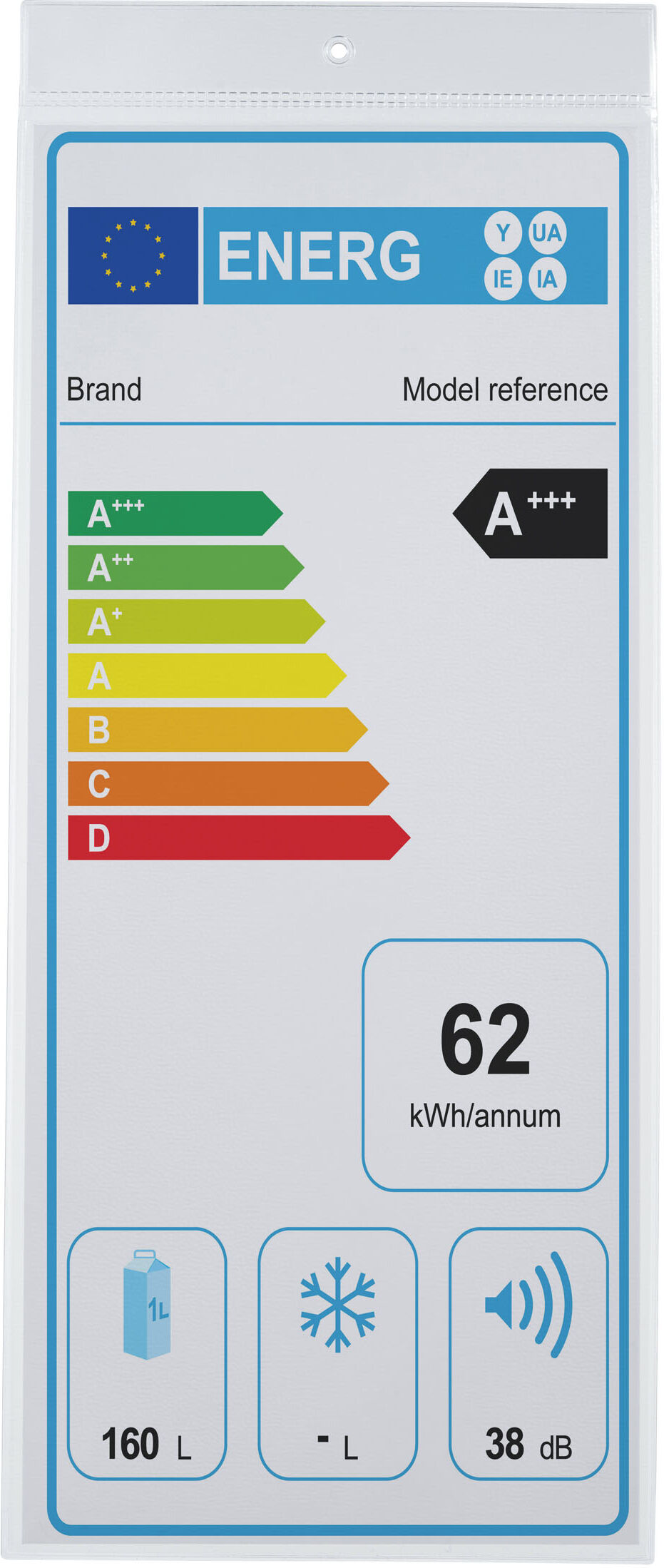 SPRINTIS 100 Unités - Pochettes de suspension pour labels énergétiques 116 x 265 mm   pour appareils électroniques, PVC souple, transparent