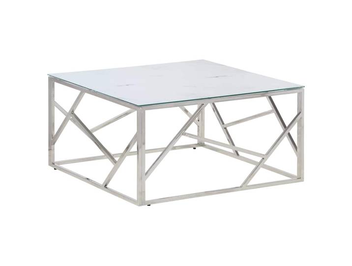 Maison Exclusive - Table Basse Argenté Acier Inoxydable Et Verre Trempé