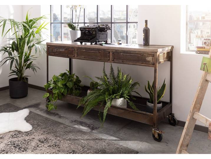 Konsolentisch Mango 150x45x90 braun lackiert HEAVY INDUSTRY #221