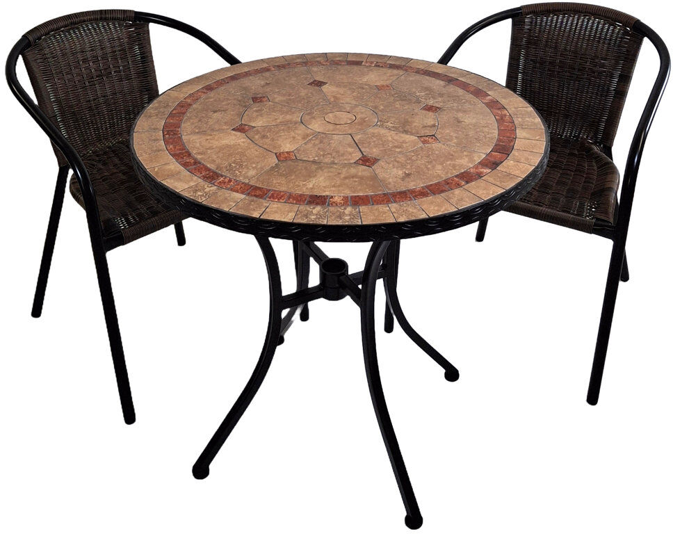 Ophelia & Co. Richmond 2 - Person Patio Dining Set Umbrella Hole Included Round Table Brown 2