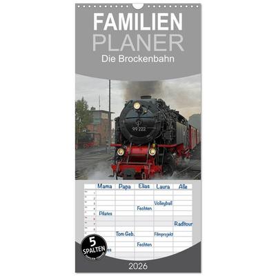 Familienplaner 2026 - Die Brockenbahn mit 5 Spalten (Wandkalender, 21 x 45 cm) CALVENDO
