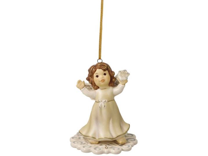Dekofigur GOEBEL Engel Winterspass , beige (champagner), B:6cm H:7,5cm T:6cm, Steingut, Dekofiguren, Dekofigur, 6 x 6 x 7,5 cm
