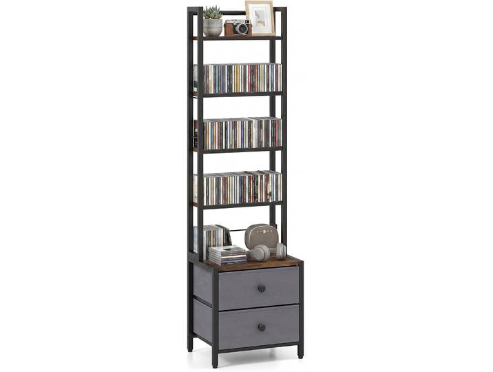Costway Bibliothèque Étagère 5 Niveaux Avec 2 Tiroirs