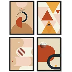 POSTER Set mit 4 Konstruktivität, Saharasand A3 Schwarzer Rahmen