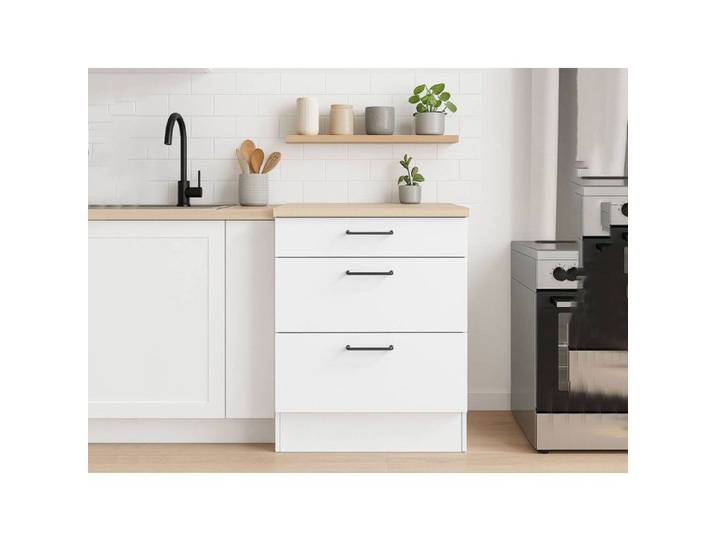 Buffet de Cuisine Sirea Dmora en Bois Mélaminé Blanc 60x60x90h cm